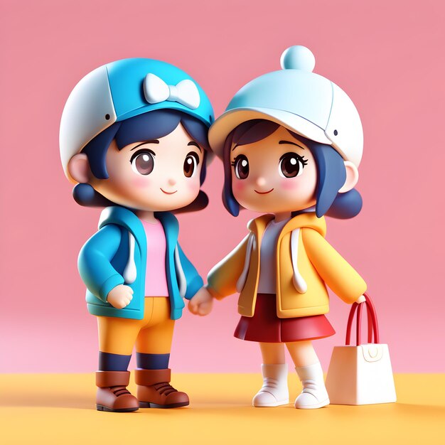 Adorables ilustraciones de pareja en 3D