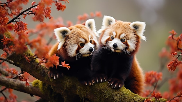 Foto adorables pandas rojos