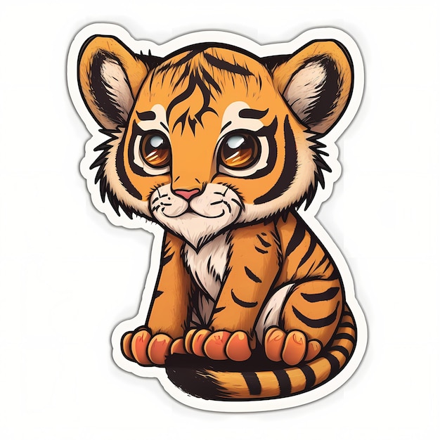 Adorables pegatinas de tigre Ilustraciones vectoriales lindas Perfectas para decorar portátiles Revistas