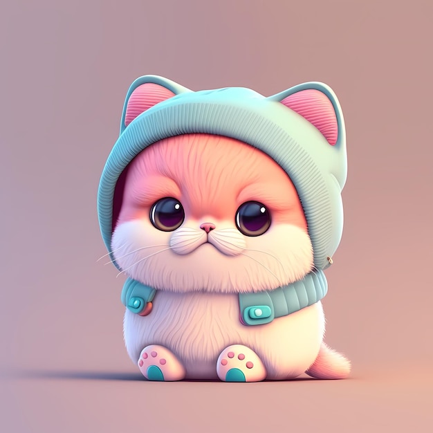 adorables personajes de gatos en 3D usan ropa colorida linda y divertida