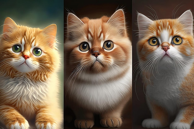 Adorables personajes de gatos en estilo realista