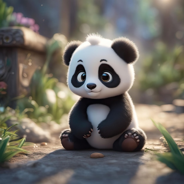 Los adorables personajes de panda en el estilo de dibujos animados traen alegría y encanto