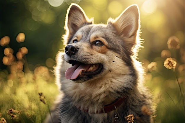 Adorables schwedisches Vallhund-Porträt Schönes braunes Hunde-Haustier im Sommer