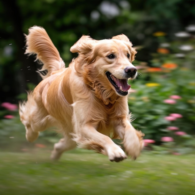 Adoráveis cães em movimento