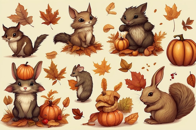 Adoráveis criaturas de fantasia de outono para fundos de desktop, etc.