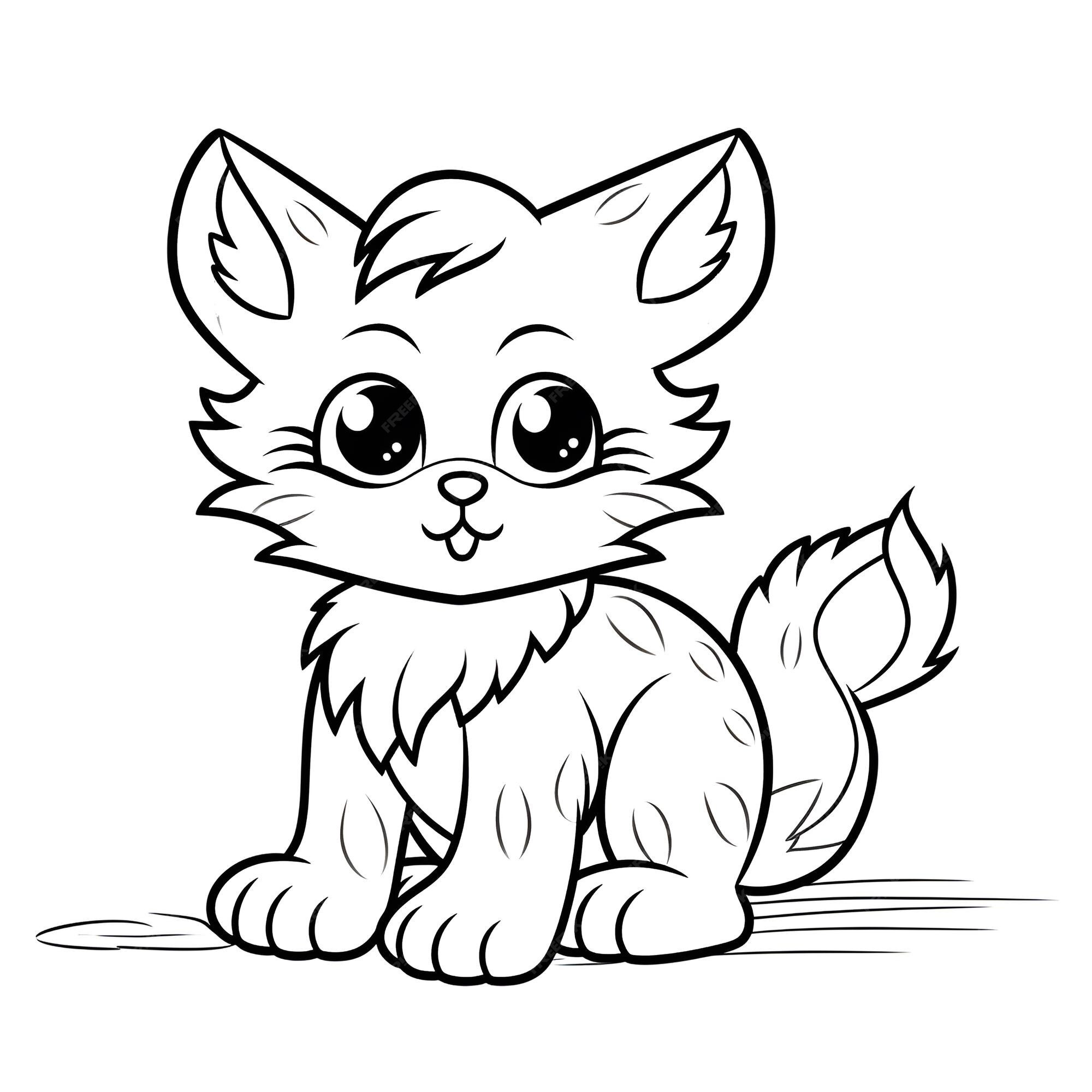 Desenho para colorir de gatos fofos no inverno · Creative Fabrica