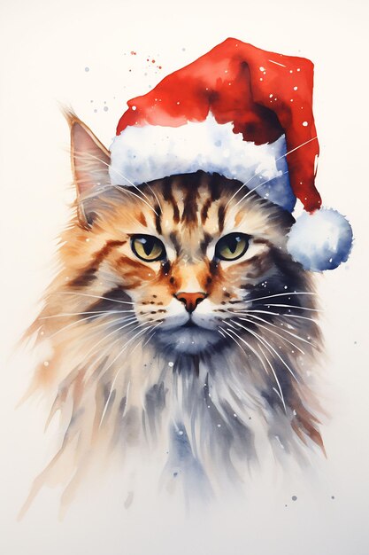 Adoráveis retratos de Natal, animais em aquarela, traje festivo, atmosfera fofa de neve