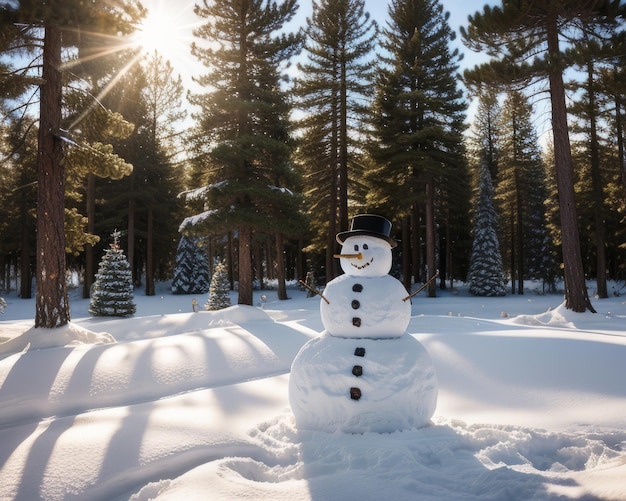 Foto adorável boneco de neve inverno e bamboozle recurso criativo ai gerado