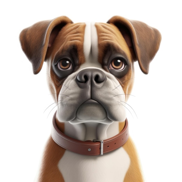 Adorável cão boxer com um sorriso estilo Pixar e olhos grandes