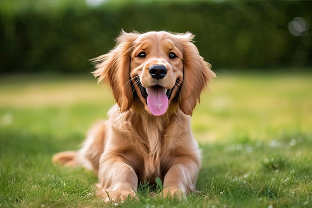 Adorável Cocker Spaniel Inglês Lindo Canino Marrom Posando para Conceito de Movimento Fofo Closeup de