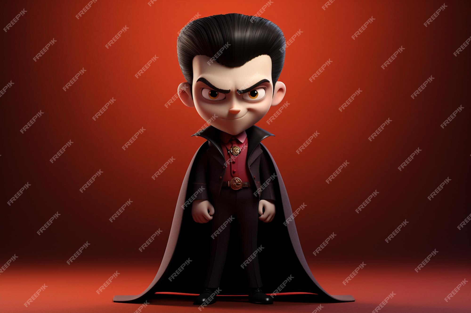 Malévolo desenho animado vampiro dracula fica orgulhoso e ereto, ilustração  3d fotos, imagens de © 3dalia #285673570