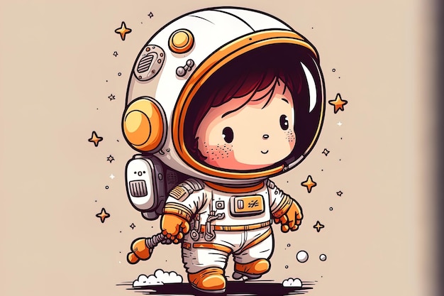 Foto adorável desenho de desenho animado de astronauta