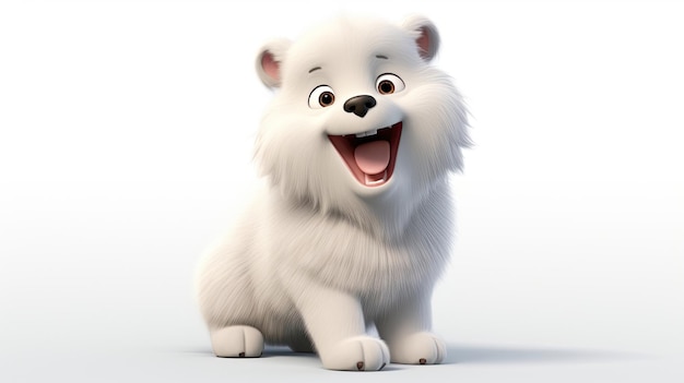 Adorável filhote de samoiedo 3D PixarStyle em branco