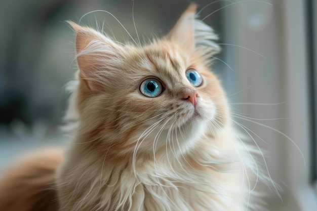 Adorável gato de cabelos longos posa com olhar intenso foto de mamífero impressionante