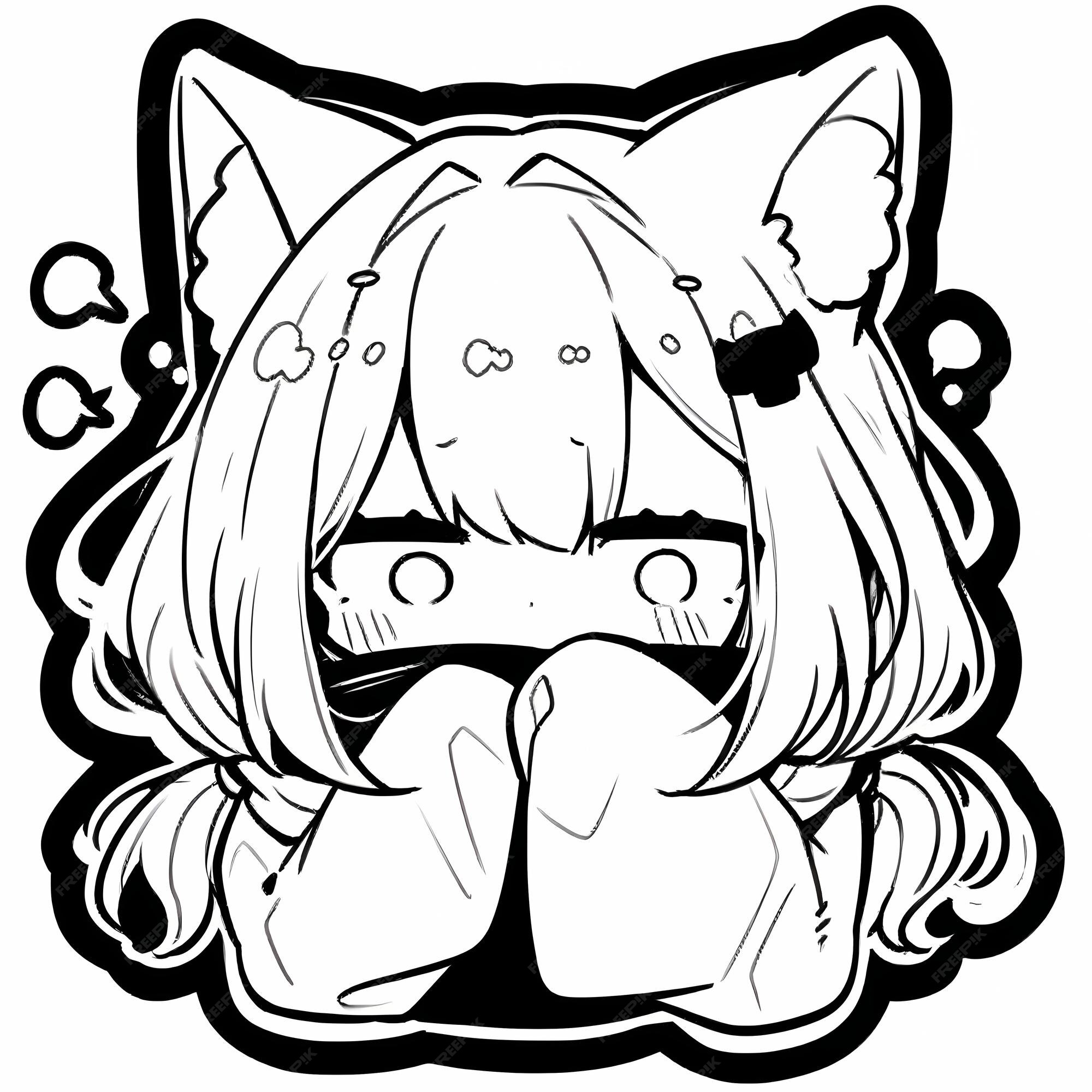 Adorável kawaii ilustrado chibi anime fox girl adesivo de arte