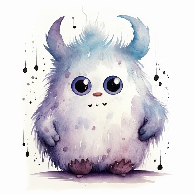 Adorável Monstro Bebê Aquarela Magia Brincadeira