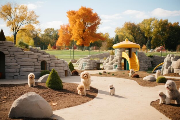 Adorável parque para cães Dia ensolarado Gerar Ai