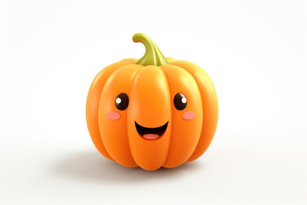 Adorável pequena abóbora 3D Renderização de desenho animado Halloween Cheer