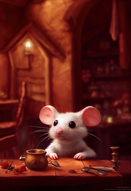 Adorável personagem de mouse mesa delícia