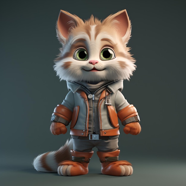 Adorável Personagem Gato Fofo 3D