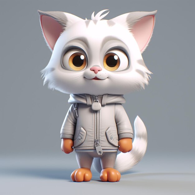 Adorável Personagem Gato Fofo 3D