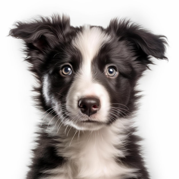 Adorável retrato de filhote de cachorro Border Collie gerado por IA
