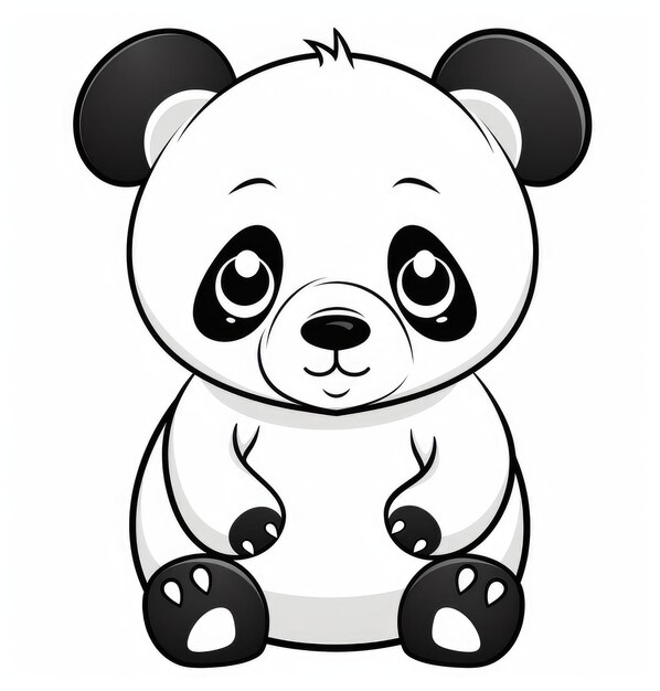 Adorável urso panda branco e preto com olhos expressivos na natureza