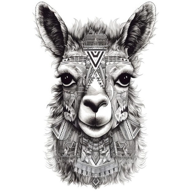 Adorno de alpaca neotradicional en estilo impresionista Blackwork