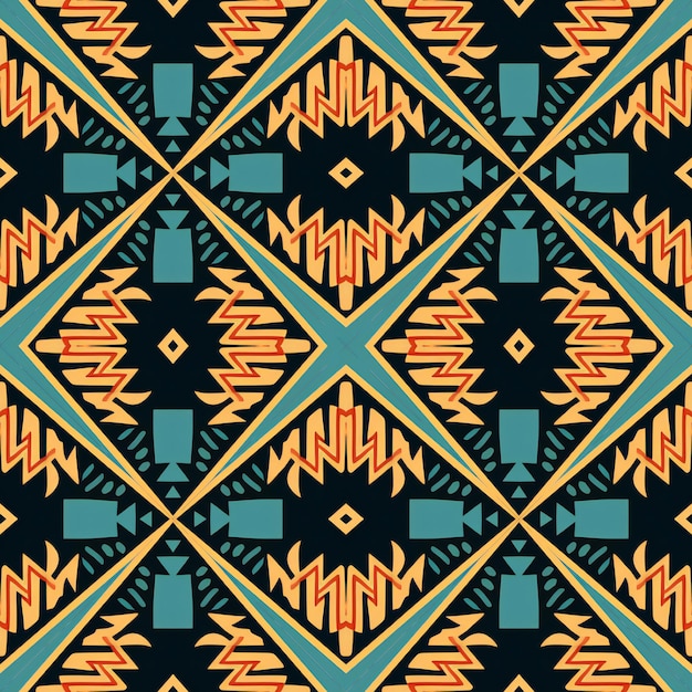 Adorno étnico en la alfombra Estilo azteca Textura étnica tribal Bordado sobre tela