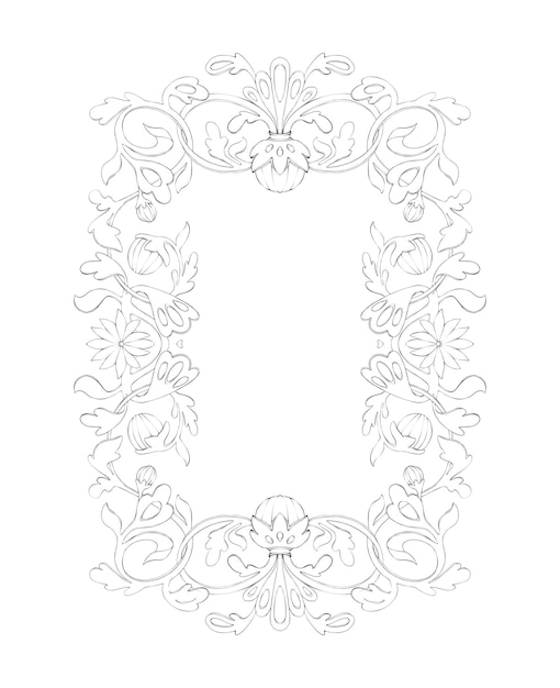 Adorno gráfico, marco, decoración de postal, boceto, ilustración de trama, aislado
