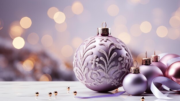 Un adorno navideño morado sentado encima de una mesa imagen generativa de ai