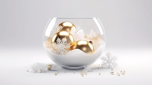 Adornos y adornos navideños festivos en blanco y oro Generative Ai