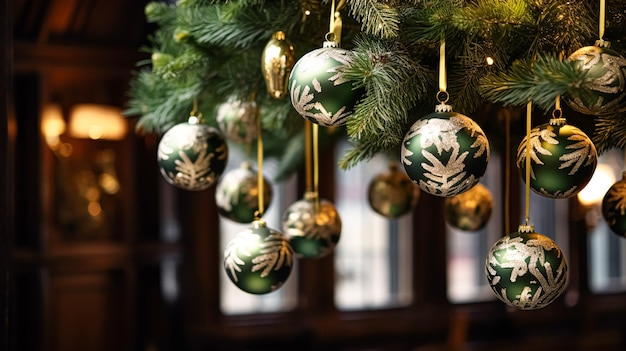 Adornos para árboles de Navidad para la casa de campo inglesa, decoración del hogar, casa en el campo e inspiración para la celebración navideña