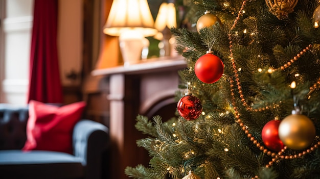 Adornos para árboles de Navidad para la casa de campo inglesa, decoración del hogar, casa en el campo e inspiración para la celebración navideña