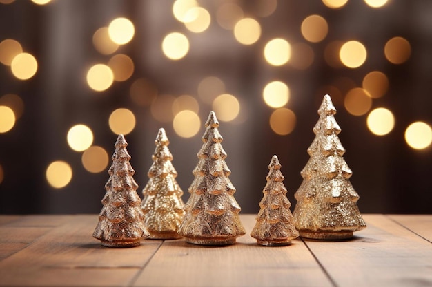 adornos para árboles de navidad en una mesa de madera