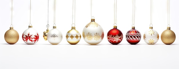 Adornos navideños brillantes en línea Colección de bolas de cristal navideñas con adornos IA generada