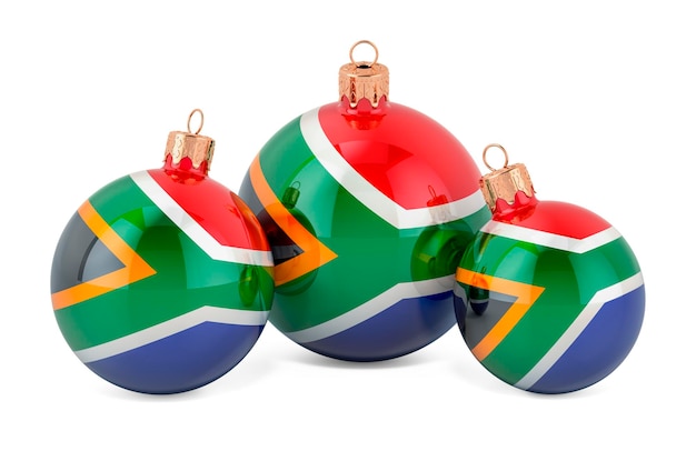 Adornos navideños con representación 3D de la bandera sudafricana