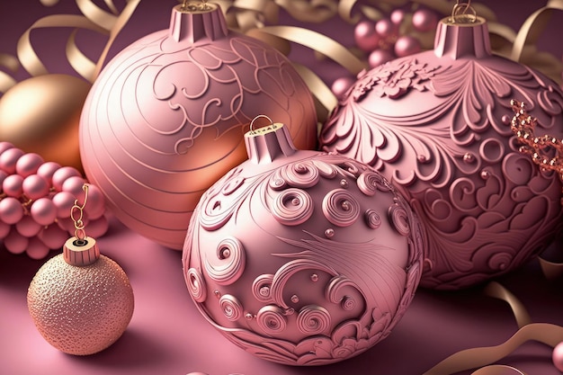 adornos navideños en rosa