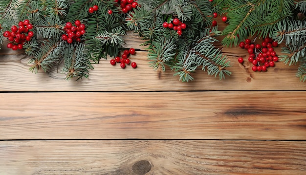Adornos navideños sobre una mesa de madera