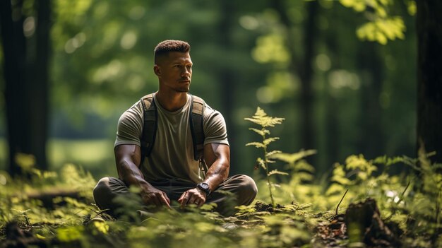 adult_enjoying_yoga_in_nature_photoreal HD 8K imagen fotográfica de fondo de pantalla