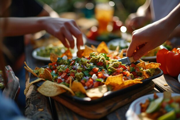 Adultos a desfrutar de comida mexicana.