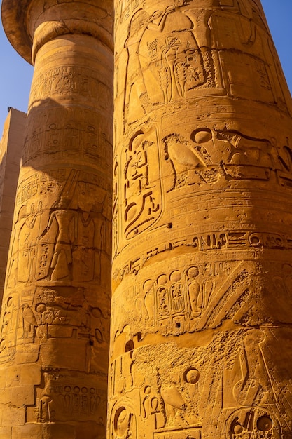 Ägyptische Zeichnungen aus dem Tempel von Karnak, dem großen Heiligtum des Amun Ägypten