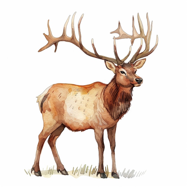 Ael dibujo de mano lindo acuarela fondo blanco vocabulario de animales lindo para niños de jardín de infantes concepto