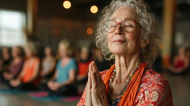 Foto Ältere frauen üben yoga