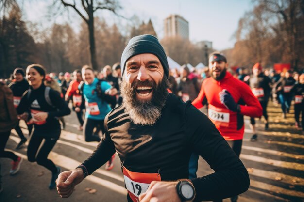 Foto Ältere jogger umarmen das aktive altern ein lebhaftes laufen, das sich dem alter trotzt, anmutig entlang malerischer pfade