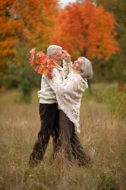 Foto Älteres paar, das im park tanzt
