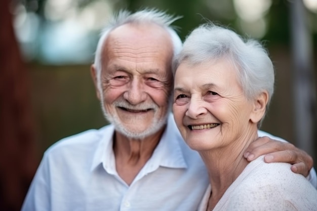 Älteres Paar liebt und lächelt im Porträt für Altersvorsorge und Gesundheit, geschaffen mit generativer KI