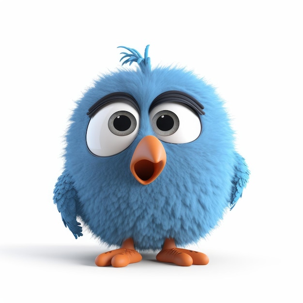 Ängstlicher Twitter-Vogel im Pixar-Stil