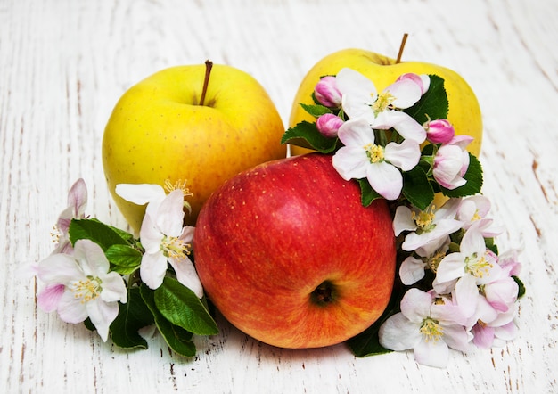 Äpfel und Apfelbaumblüten