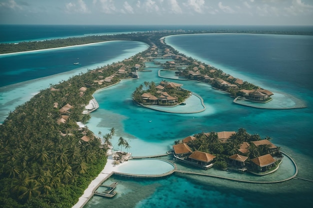 Aequorea la ciudad flotante en el agua bajo el agua ciudad Maldivas